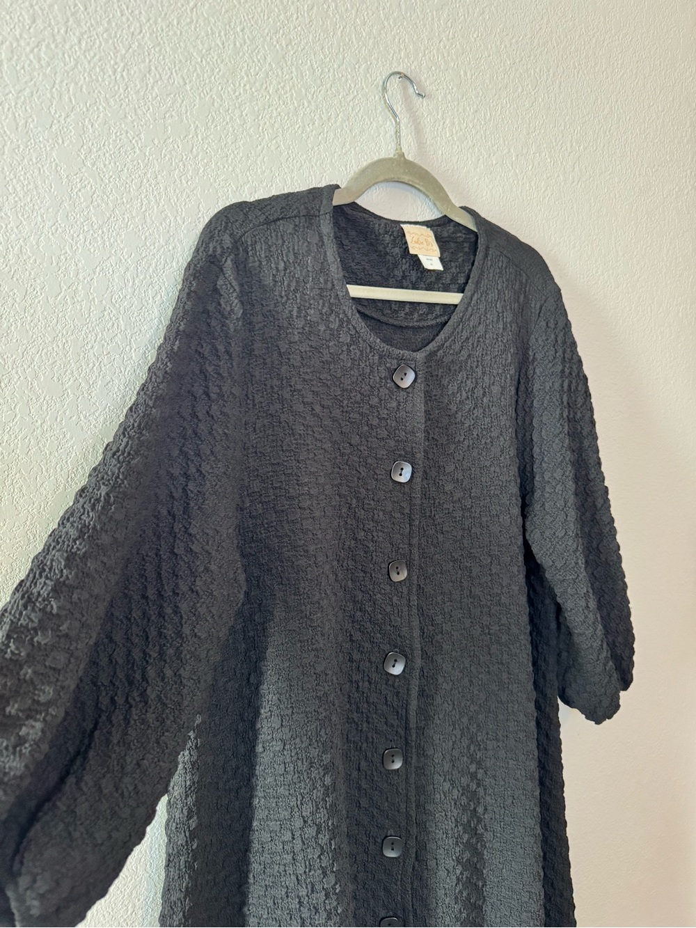 Zadie B’s Black Hannah Textured Maxi Dress Button Front Ruffle Hem Size 2X - Picture 6 of 8